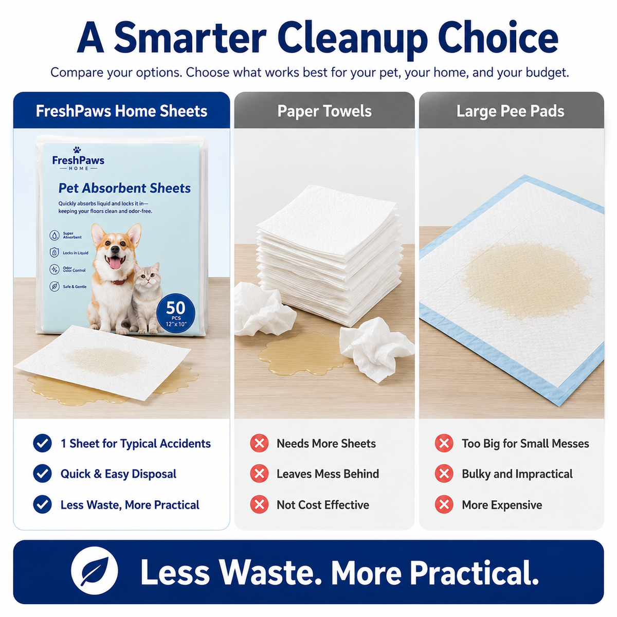 Instant Absorbent Pet Cleanup Sheets