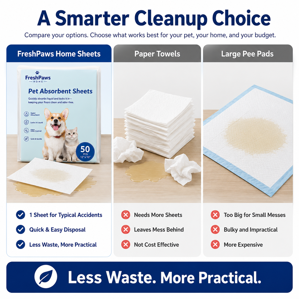 Instant Absorbent Pet Cleanup Sheets