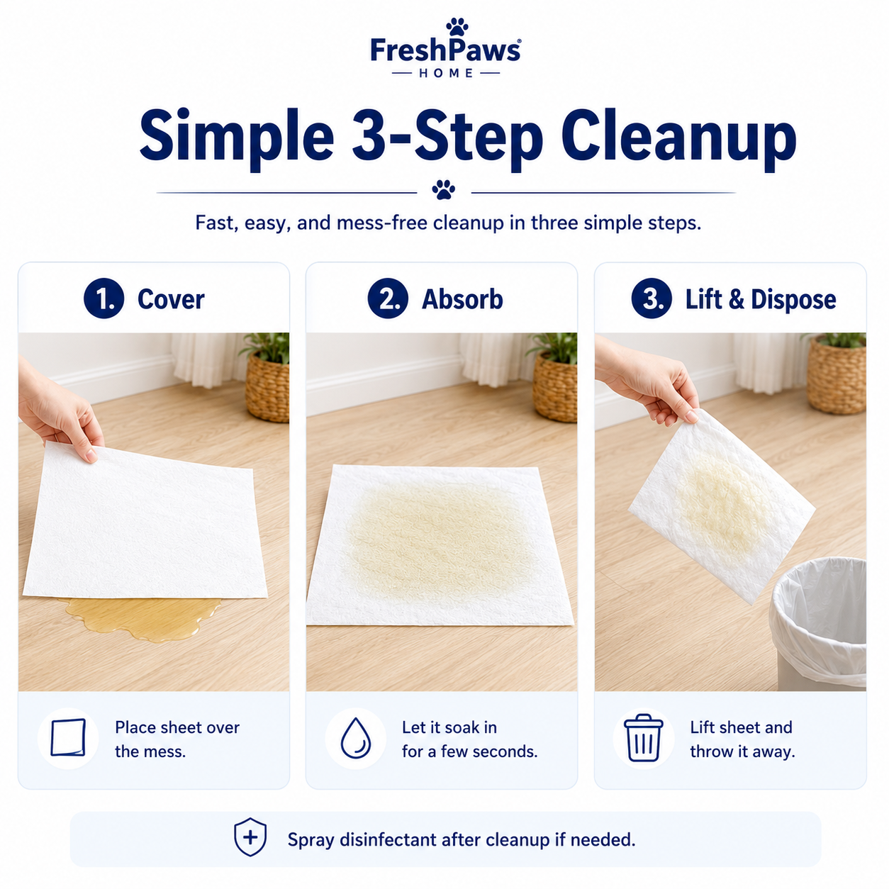 Instant Absorbent Pet Cleanup Sheets