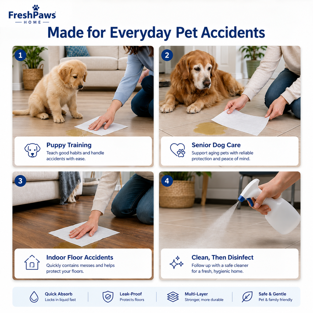 Instant Absorbent Pet Cleanup Sheets